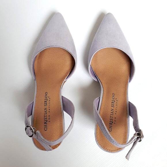 CHRISTIAN SIRIANO Kadence Slingback Kitten Heel Pumps with Pointy Toe in Orchid - Picture 6 of 15